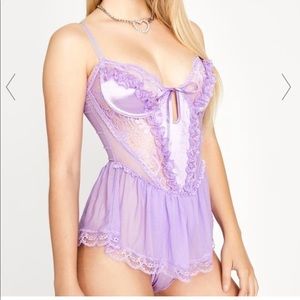 Dolls kill lace teddy purple small